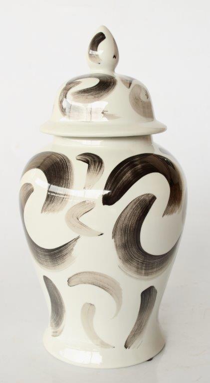 BLACK SWIRL GINGER JAR  46X22CM